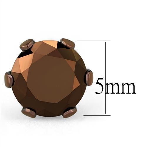 MATK2586 - Two Tone IP Light Brown (IP Light coffee) Stainless Steel Earrings with AAA Grade CZ  in Light Coffee