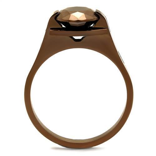 MATK2590 IP Coffee light Stainless Steel Ring with AAA Grade CZ in Light Coffee