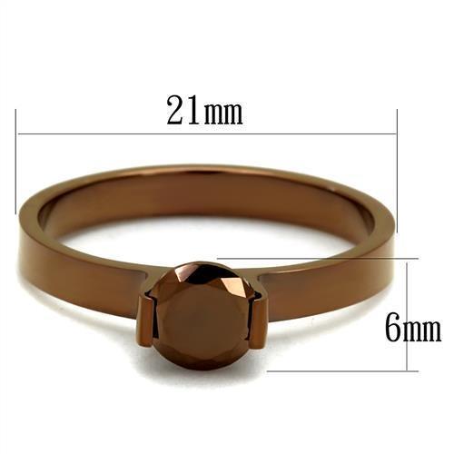 MATK2593 - IP Coffee light Stainless Steel Ring with AAA Grade CZ  in Light Coffee