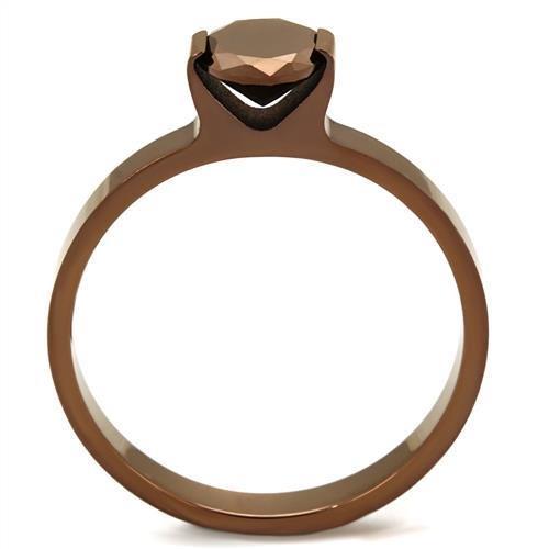 MATK2593 - IP Coffee light Stainless Steel Ring with AAA Grade CZ  in Light Coffee