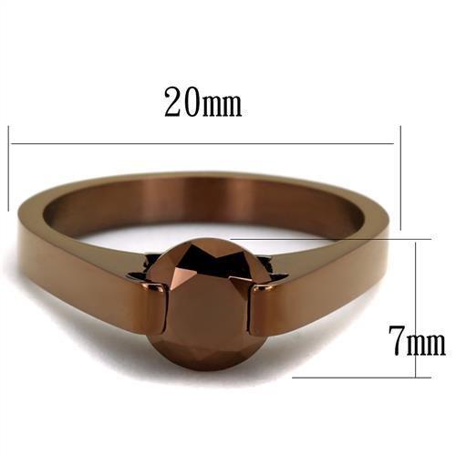 MATK2594 - IP Coffee light Stainless Steel Ring with AAA Grade CZ  in Light Coffee