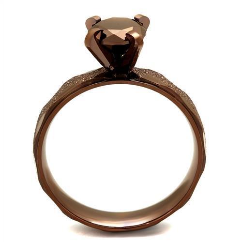 MATK2595 - IP Coffee light Stainless Steel Ring with AAA Grade CZ  in Light Coffee