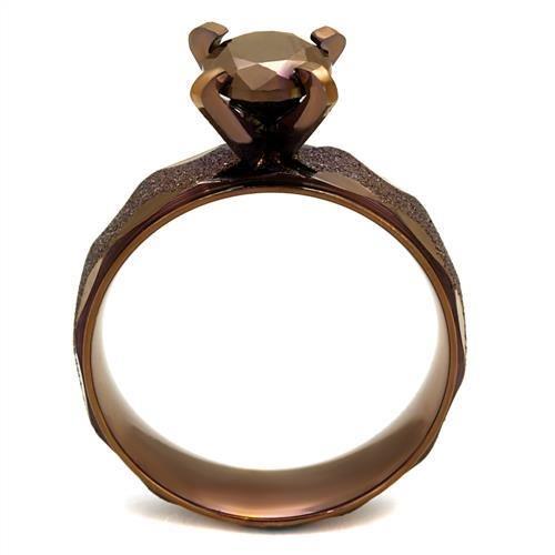 MATK2596 - IP Coffee light Stainless Steel Ring with AAA Grade CZ  in Light Coffee