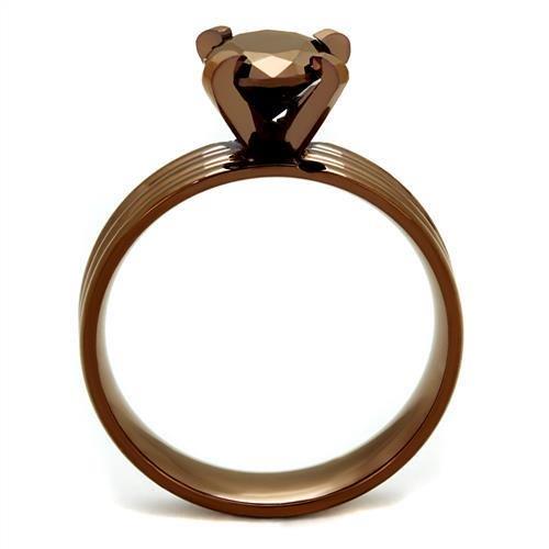 MATK2597 - IP Coffee light Stainless Steel Ring with AAA Grade CZ  in Light Coffee