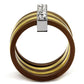 MATK2601 - Three Tone (IP Gold & IP Light coffee & High Polished) Stainless Steel Ring with Top Grade Crystal  in Clear