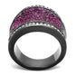 MATK2606 - IP Light Black  (IP Gun) Stainless Steel Ring with Top Grade Crystal  in Amethyst