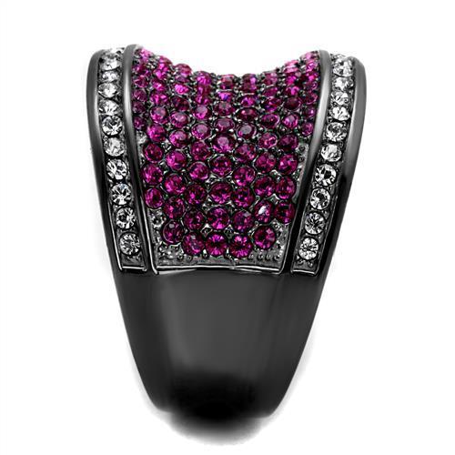MATK2606 - IP Light Black  (IP Gun) Stainless Steel Ring with Top Grade Crystal  in Amethyst