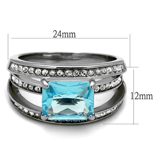 MATK2608 - No Plating Stainless Steel Ring with Synthetic Synthetic Glass in Sea Blue