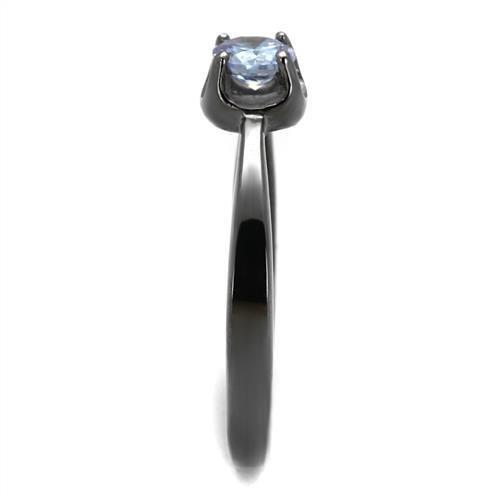 MATK2609 - IP Light Black  (IP Gun) Stainless Steel Ring with AAA Grade CZ  in Light Amethyst