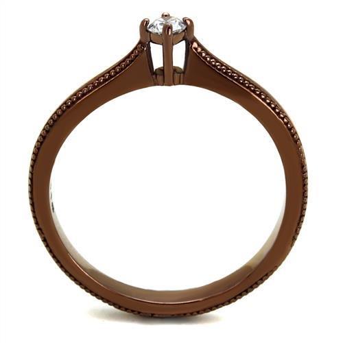 MATK2610 - IP Coffee light Stainless Steel Ring with AAA Grade CZ  in Clear