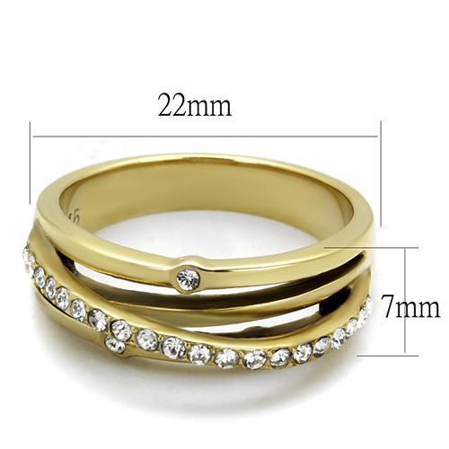 MATK2611 - IP Gold(Ion Plating) Stainless Steel Ring with Top Grade Crystal  in Clear