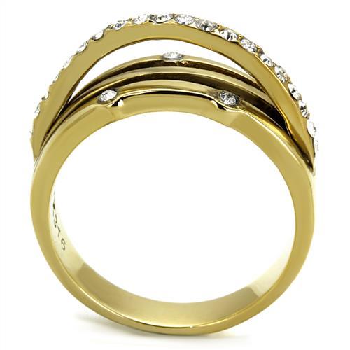 MATK2611 - IP Gold(Ion Plating) Stainless Steel Ring with Top Grade Crystal  in Clear