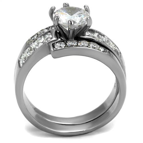 MATK2616 - No Plating Stainless Steel Ring with AAA Grade CZ  in Clear