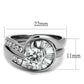 MATK2617 - No Plating Stainless Steel Ring with AAA Grade CZ  in Clear
