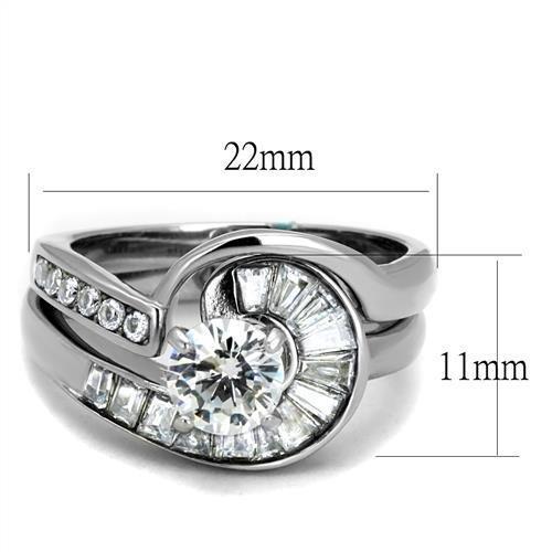 MATK2617 - No Plating Stainless Steel Ring with AAA Grade CZ  in Clear