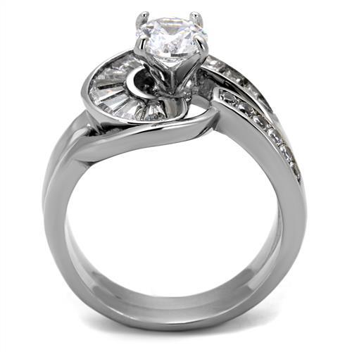 MATK2617 - No Plating Stainless Steel Ring with AAA Grade CZ  in Clear
