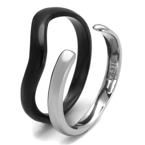 MATK2618 - Two-Tone IP Black (Ion Plating) Stainless Steel Ring with No Stone