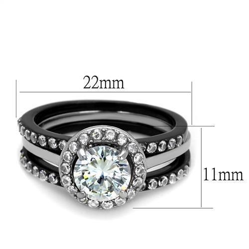 MATK2620 - Two-Tone IP Black (Ion Plating) Stainless Steel Ring with AAA Grade CZ  in Clear
