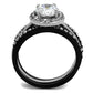 MATK2620 - Two-Tone IP Black (Ion Plating) Stainless Steel Ring with AAA Grade CZ  in Clear