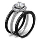 MATK2620 - Two-Tone IP Black (Ion Plating) Stainless Steel Ring with AAA Grade CZ  in Clear