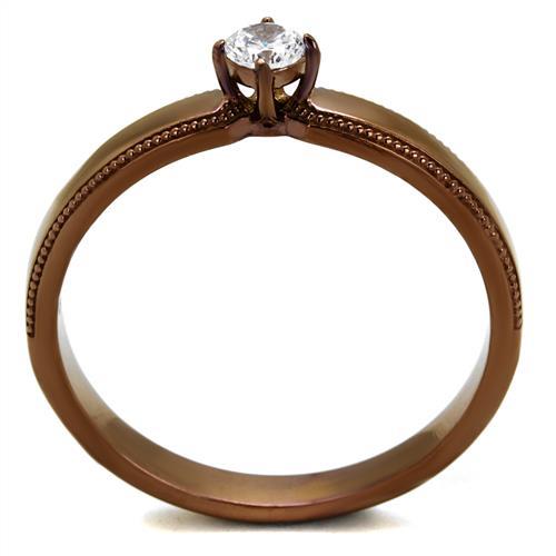 MATK2621 - IP Coffee light Stainless Steel Ring with AAA Grade CZ  in Clear