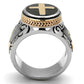 MATK2623 - Two-Tone IP Rose Gold Stainless Steel Ring with Epoxy  in Jet