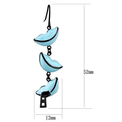MATK2624 - IP Black(Ion Plating) Stainless Steel Earrings with Epoxy  in Sea Blue