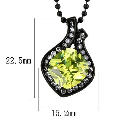MATK2629 - IP Black(Ion Plating) Stainless Steel Chain Pendant with AAA Grade CZ  in Apple Green color