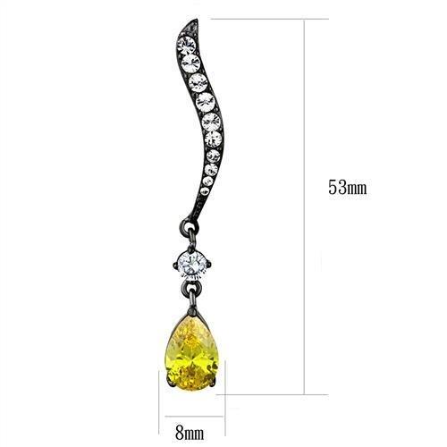 MATK2631 - IP Light Black  (IP Gun) Stainless Steel Earrings with AAA Grade CZ  in Topaz