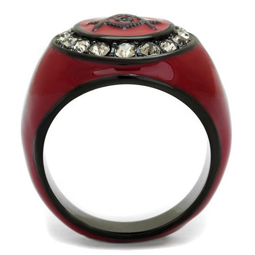 MATK2638 - IP Black(Ion Plating) Stainless Steel Ring with Top Grade Crystal  in Black Diamond