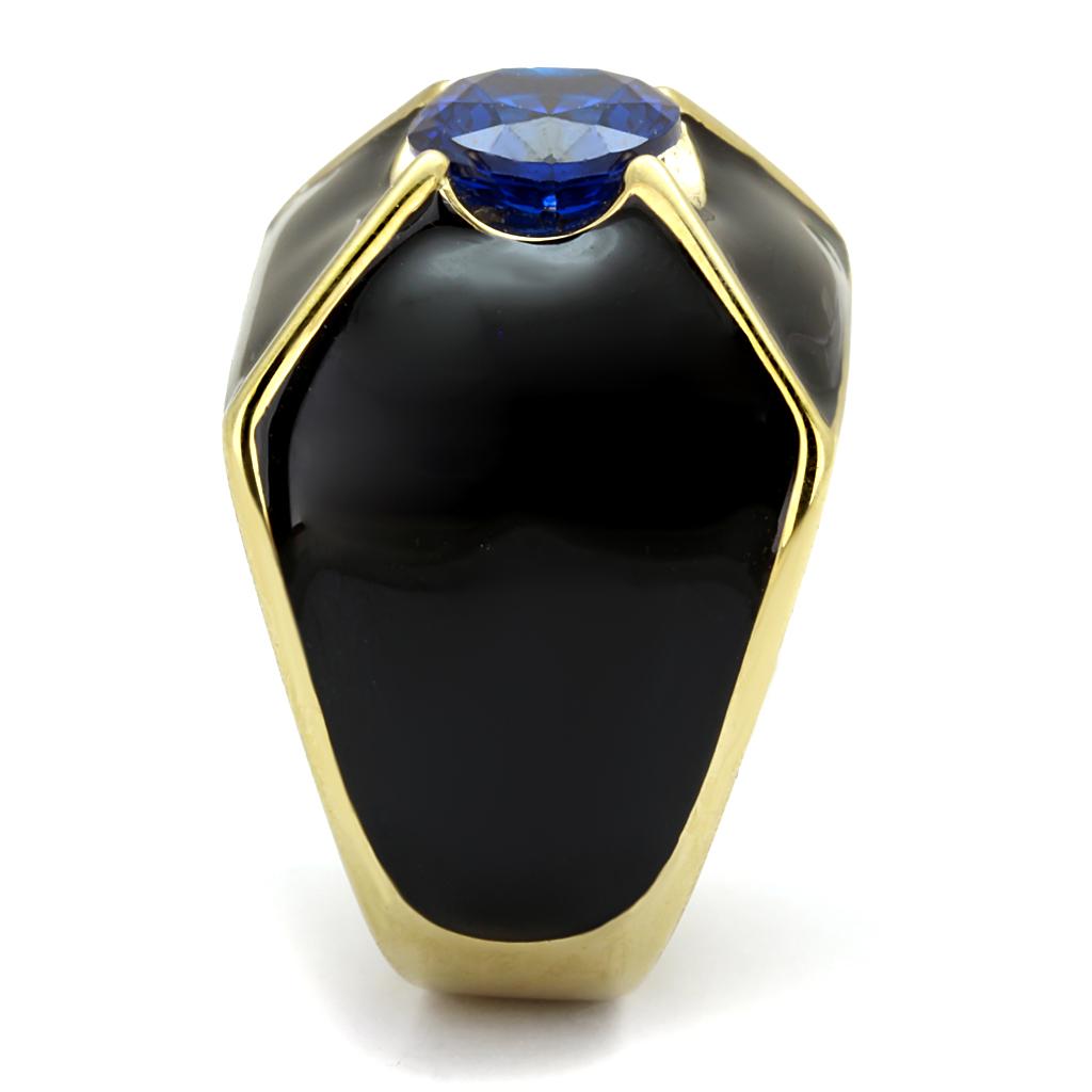 MATK2640 - IP Gold(Ion Plating) Stainless Steel Ring with AAA Grade CZ  in London Blue