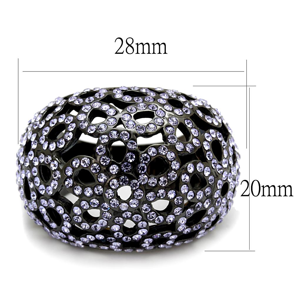 MATK2642 - IP Light Black  (IP Gun) Stainless Steel Ring with Top Grade Crystal  in Tanzanite