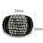 MATK2643 - IP Black(Ion Plating) Stainless Steel Ring with Top Grade Crystal  in Hematite