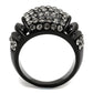 MATK2643 - IP Black(Ion Plating) Stainless Steel Ring with Top Grade Crystal  in Hematite