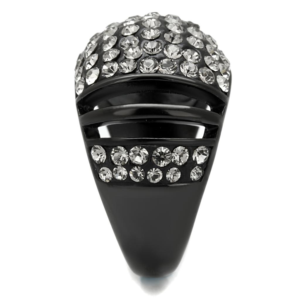MATK2643 - IP Black(Ion Plating) Stainless Steel Ring with Top Grade Crystal  in Hematite