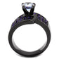 MATK2644 - IP Light Black  (IP Gun) Stainless Steel Ring with AAA Grade CZ  in Light Amethyst