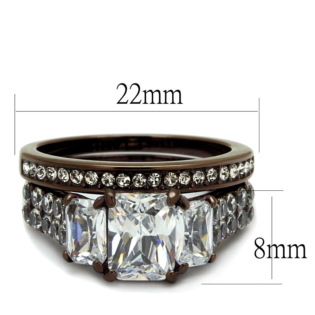 MATK2646 - IP Dark Brown (IP coffee) Stainless Steel Ring with AAA Grade CZ  in Clear