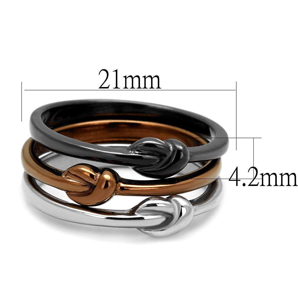 MATK2648 - Three Tone (IP Light Coffee & IP Light Black & High Polished) Stainless Steel Ring with No Stone