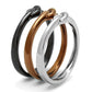 MATK2648 - Three Tone (IP Light Coffee & IP Light Black & High Polished) Stainless Steel Ring with No Stone