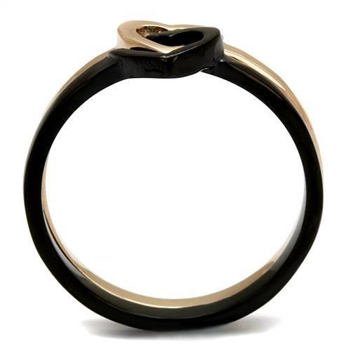 MATK2650 - IP Rose Gold+ IP Black (Ion Plating) Stainless Steel Ring with No Stone