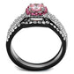 MATK2651 - Two-Tone IP Black (Ion Plating) Stainless Steel Ring with AAA Grade CZ  in Light Rose
