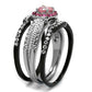 MATK2651 - Two-Tone IP Black (Ion Plating) Stainless Steel Ring with AAA Grade CZ  in Light Rose