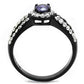 MATK2653 - Two-Tone IP Black (Ion Plating) Stainless Steel Ring with AAA Grade CZ  in Tanzanite