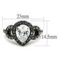 MATK2655 - IP Light Black  (IP Gun) Stainless Steel Ring with AAA Grade CZ  in Clear