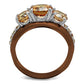 MATK2656 - Two Tone IP Light Brown (IP Light coffee) Stainless Steel Ring with AAA Grade CZ  in Champagne