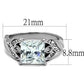 MATK2657 - High polished (no plating) Stainless Steel Ring with AAA Grade CZ  in Clear