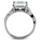 MATK2657 - High polished (no plating) Stainless Steel Ring with AAA Grade CZ  in Clear