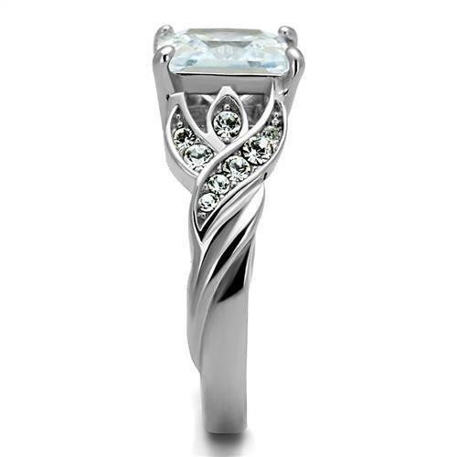 MATK2657 - High polished (no plating) Stainless Steel Ring with AAA Grade CZ  in Clear