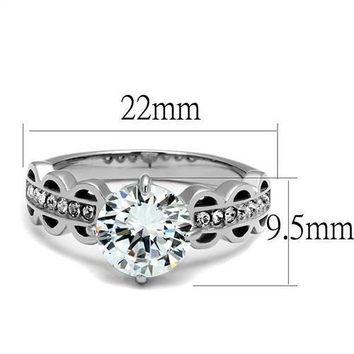 MATK2658 - High polished (no plating) Stainless Steel Ring with AAA Grade CZ  in Clear