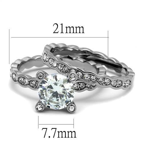 MATK2659 - High polished (no plating) Stainless Steel Ring with AAA Grade CZ  in Clear